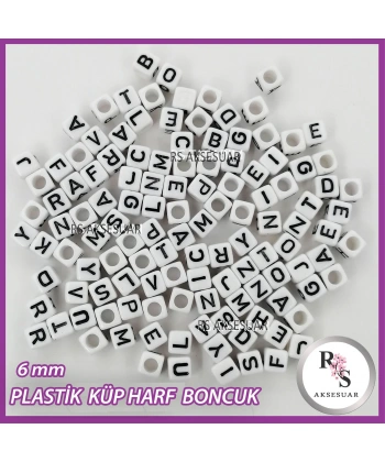 100gr harf 6mm Plastik Küp Delikli Boncuk