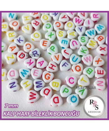 100gr Harf 7mm Kalp Plastik Boncuk -Bileklik boncuğu - Karışık