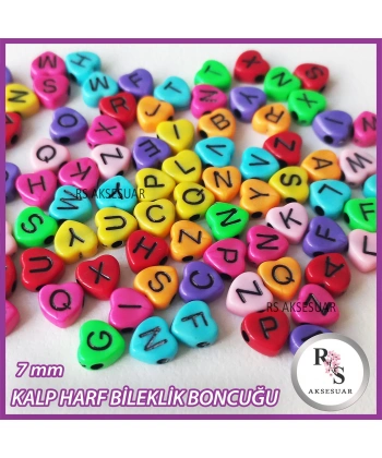100gr Harf 7mm Kalp Plastik Boncuk -Bileklik boncuğu - Karışık