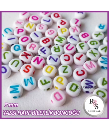 100gr harf 7mm Plastik Yassı Boncuk -Bileklik boncuğu -Karışık