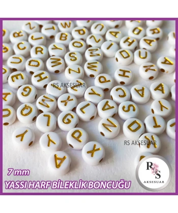 100gr harf 7mm Plastik Yassı Boncuk -Bileklik boncuğu -Altın