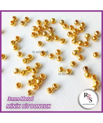10gr 3mm Metal Minik Boncuk - Bit Boncuk - Şans Bileklik Boncuğu - Altın Renkli