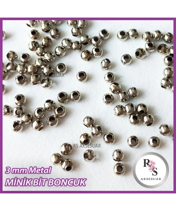 10gr 3mm Metal Minik Boncuk - Bit Boncuk - Şans Bileklik Boncuğu - Gümüş Renkli