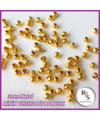 50gr 3mm Tırtıklı Metal Minik Boncuk - Bit Boncuk - Şans Bileklik Boncuğu - Altın