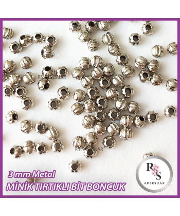50gr 3mm Tırtıklı Metal Minik Boncuk - Bit Boncuk - Şans Bileklik Boncuğu - Gümüş Renkli