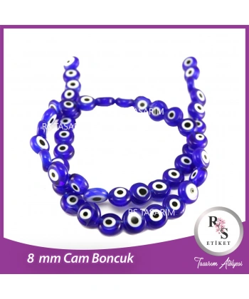 48 adet 8 mm Cam Nazarboncuk -Bileklik boncuğu -Lacivert