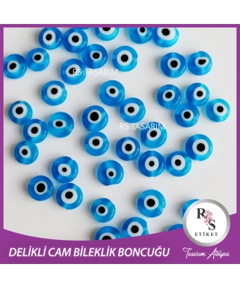 48 adet 8 mm Cam Nazarboncuk -Bileklik boncuğu -Turkuaz