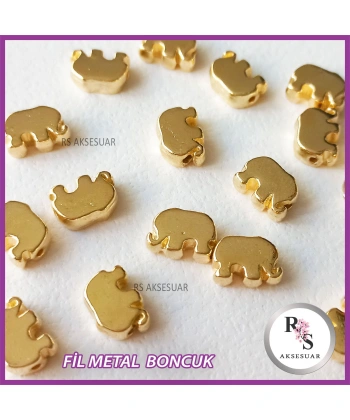 50 adet Fil Metal Boncuk - Şans Bileklik Boncuğu - Altın Renkli