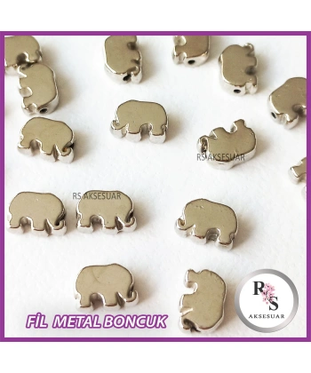 50 adet Fil Metal Boncuk - Şans Bileklik Boncuğu - Gümüş Renkli