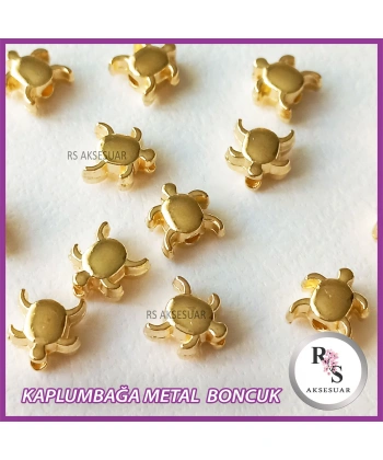 50 adet Kaplumbağa Metal Boncuk - Şans Bileklik Boncuğu - Altın Renkli