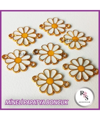 1 Adet Mineli Metal Kulplu Papatya Boncuk