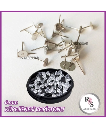50 Adet Küpe İğnesi 6mm. + piston dahildir.