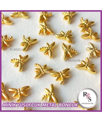 50 adet Minik Yusufcuk Metal Boncuk - Şans Bileklik Boncuğu - Altın Renkli