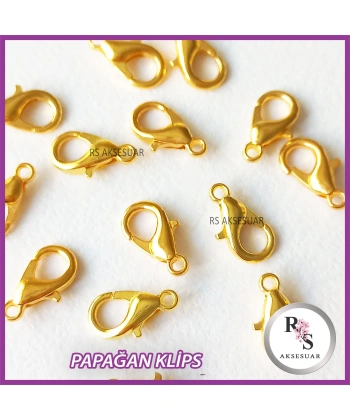 50 Adet Papağan Kanca 12x6mm - Altın Renkli