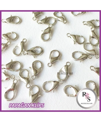 50 Adet Papağan Kanca 12x6mm - Gümüş Renkli