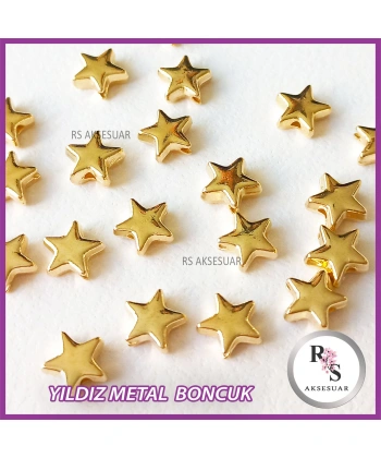 40 adet Yıldız Metal Boncuk - Şans Bileklik Boncuğu - Altın Renkli