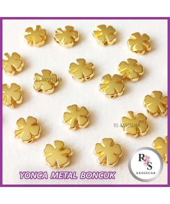 35 adet Yonca Metal Boncuk - Şans Bileklik Boncuğu - Altın Renkli