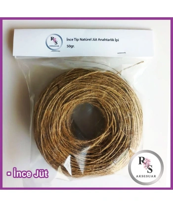 50gr İp - İnce Tip Natürel Jüt Anahtarlık İpi (Nazar boncuğu için)