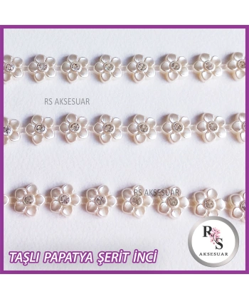 50 li şerit Taşlı Sedefli Papatya Boncuk Şerit İnci