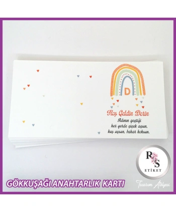 Gökkuşağı Makrome Anahtarlık İsim Kartı -rs236