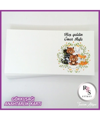 Gökkuşağı Makrome Anahtarlık İsim Kartı -rs237