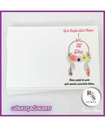 Gökkuşağı Makrome Anahtarlık İsim Kartı -rs241