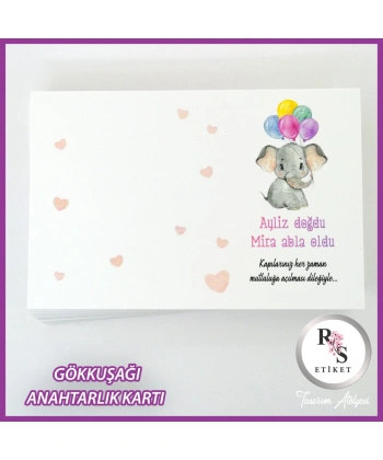 Gökkuşağı Makrome Anahtarlık İsim Kartı -rs243