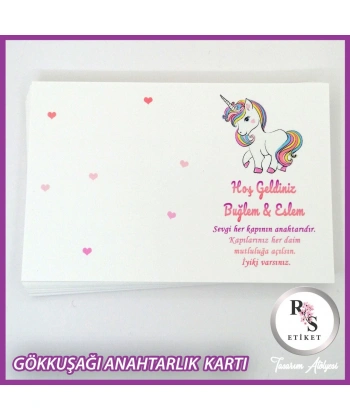 Gökkuşağı Makrome Anahtarlık İsim Kartı -rs244