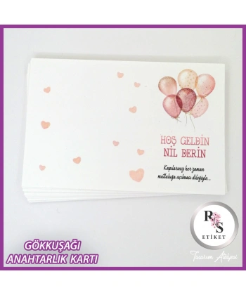 Gökkuşağı Makrome Anahtarlık İsim Kartı -rs245