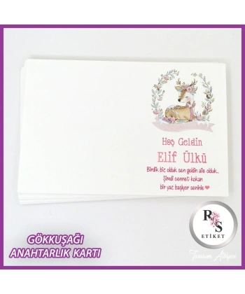 Gökkuşağı Makrome Anahtarlık İsim Kartı -rs246