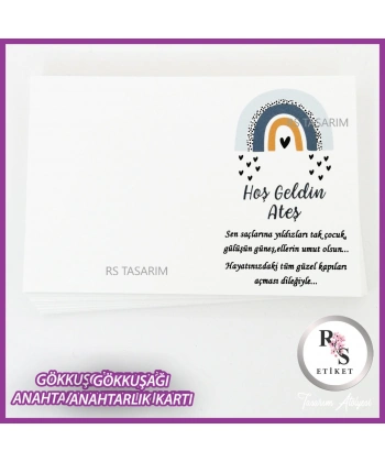 Gökkuşağı Makrome Anahtarlık İsim Kartı -rs247