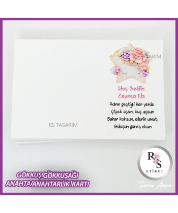 Gökkuşağı Makrome Anahtarlık İsim Kartı -rs248