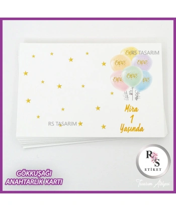 Gökkuşağı Makrome Anahtarlık İsim Kartı -rs249