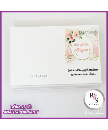 Gökkuşağı Makrome Anahtarlık İsim Kartı -rs252