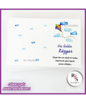 Gökkuşağı Makrome Anahtarlık İsim Kartı -rs253