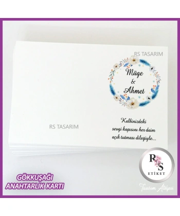 Gökkuşağı Makrome Anahtarlık İsim Kartı -rs255