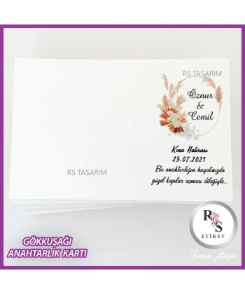 Gökkuşağı Makrome Anahtarlık İsim Kartı -rs256