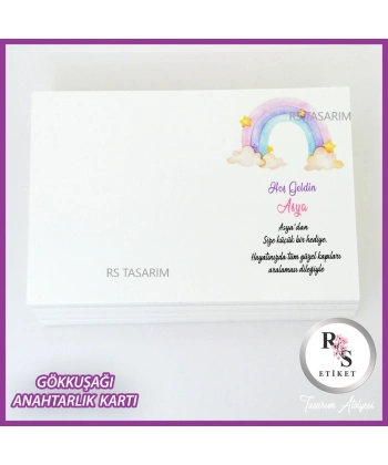 Gökkuşağı Makrome Anahtarlık İsim Kartı-rs259