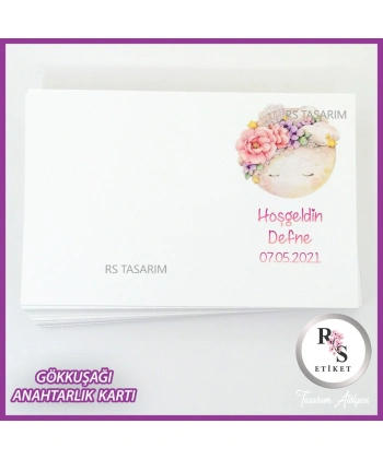 Gökkuşağı Makrome Anahtarlık İsim Kartı -rs260