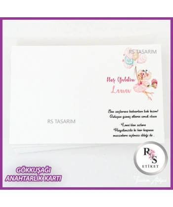 Gökkuşağı Makrome Anahtarlık İsim Kartı -rs261