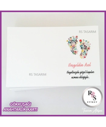 Gökkuşağı Makrome Anahtarlık İsim Kartı -rs262