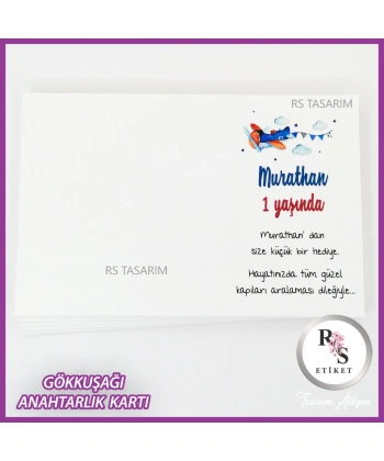 Gökkuşağı Makrome Anahtarlık İsim Kartı -rs263