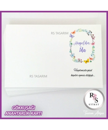 Gökkuşağı Makrome Anahtarlık İsim Kartı -rs264