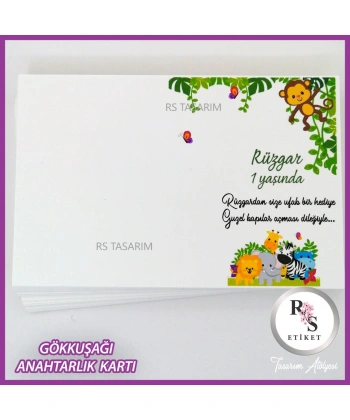 Gökkuşağı Makrome Anahtarlık İsim Kartı -rs265