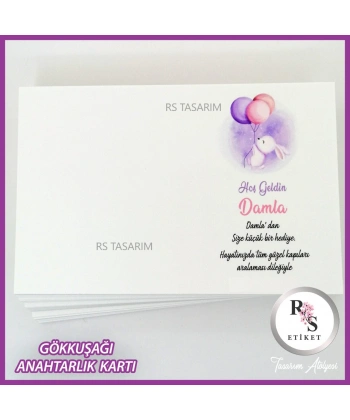 Gökkuşağı Makrome Anahtarlık İsim Kartı -rs266