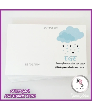 Gökkuşağı Makrome Anahtarlık İsim Kartı -rs267