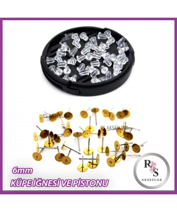 50 Adet Küpe İğnesi 6mm. + piston dahildir.