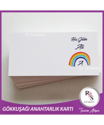 Makrome Gökkuşağı Anahtarlık İsim Kartı -rs99