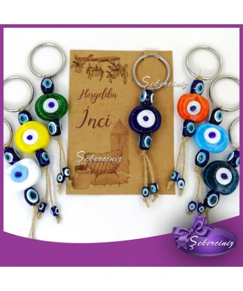 Nazar Boncuklu Anahtarlık Bebek Hediyelik Bebek Şekeri Yerine -