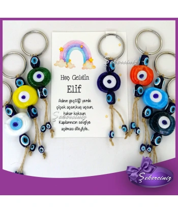 Nazar Boncuklu Anahtarlık Bebek Hediyelik Bebek Şekeri Yerine -